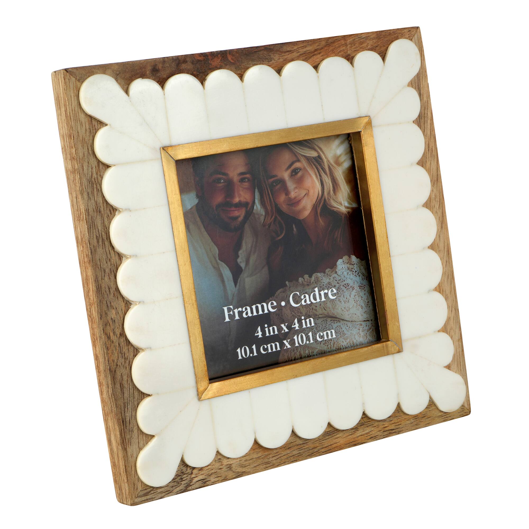 4" x 4" White Scallop & Wood Frame by Ashland®